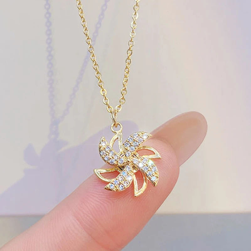 JUWANG Classic Retro Metal Luxury Rhinestone Super Shine Zircon Angle Wing Necklace For Women Sexy Stainless Steel Pendant 2023