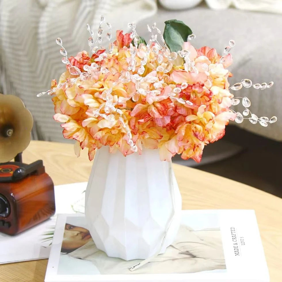 30/50pcs Artificial White Crystal Acrylic Water Droplet Handmade Wedding Bridal Bouquets Wreath Table DIY Gift Decor Accessories