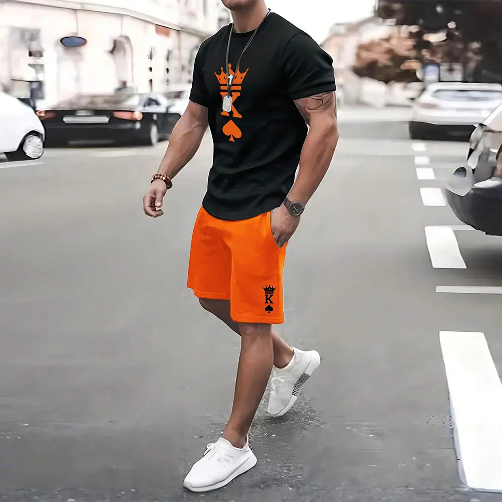 Men's Clothing Suits Summer Casual Breathable Refreshing Suit Print 3D Letters Oversized Fashion Men's Shirt Short Sleeve XS-6XL