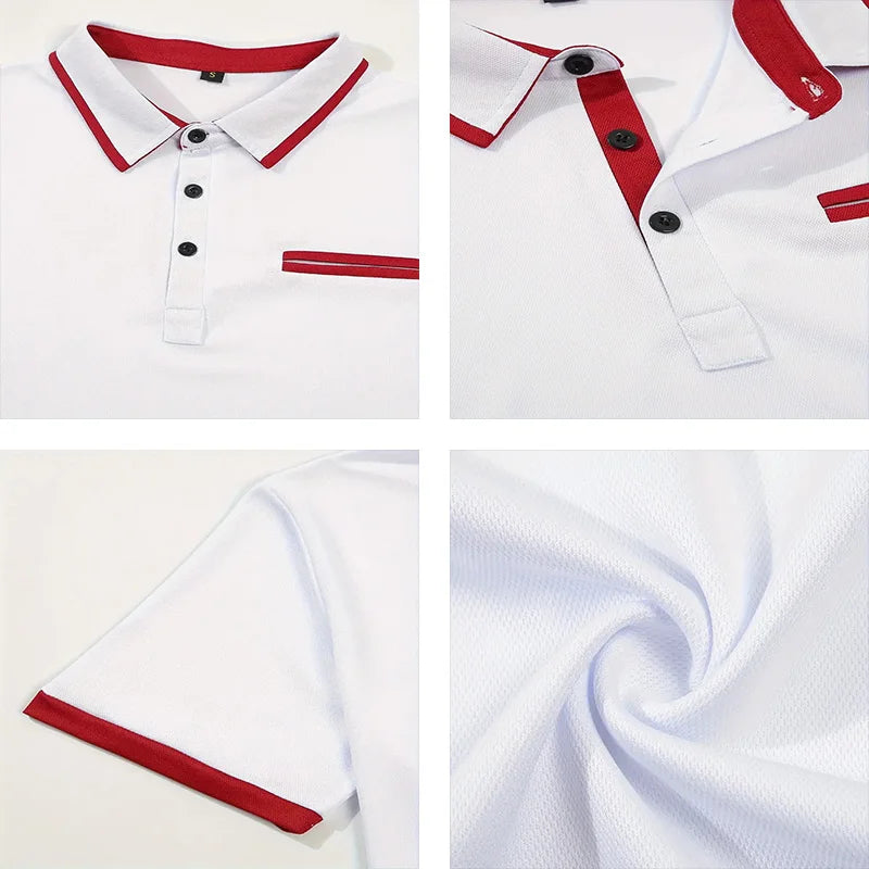 Summer Men's Short sleeved Polo Shirt Business Casual Collar T-shirt Plus Size Breathable Top European and American Plus size
