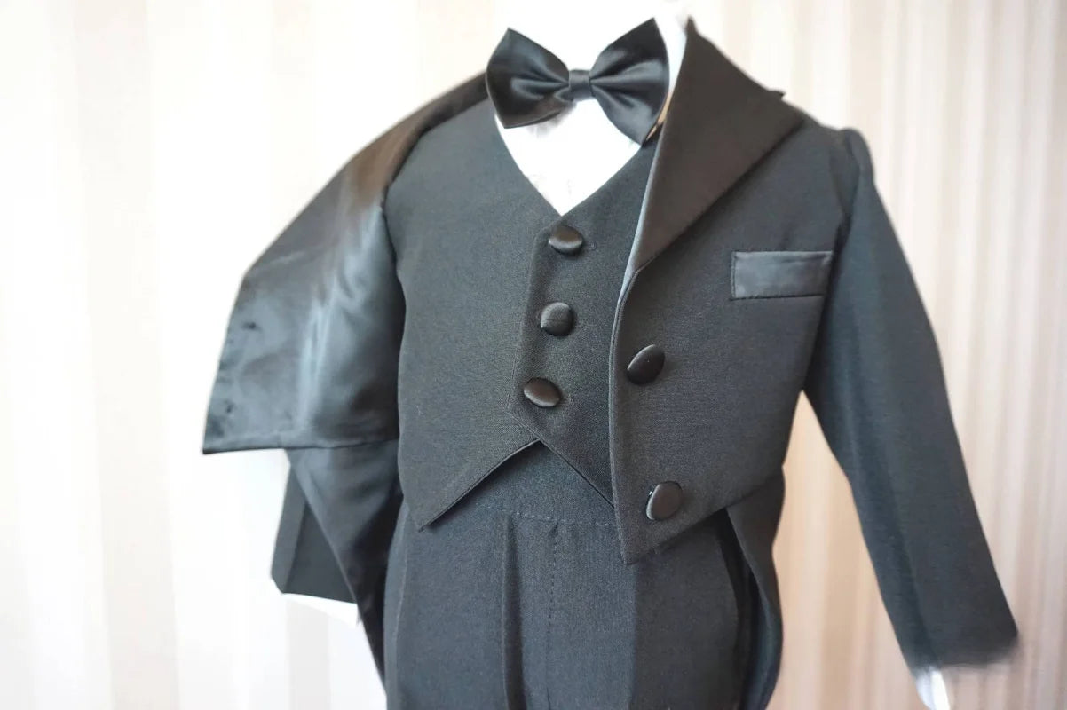 Boys Wedding Birthday Party Blazer Tuxedo Baby Boy Christening Outfit Coat Shirt Pant Vest BowTie Gentleman Suit Baptism Clothes