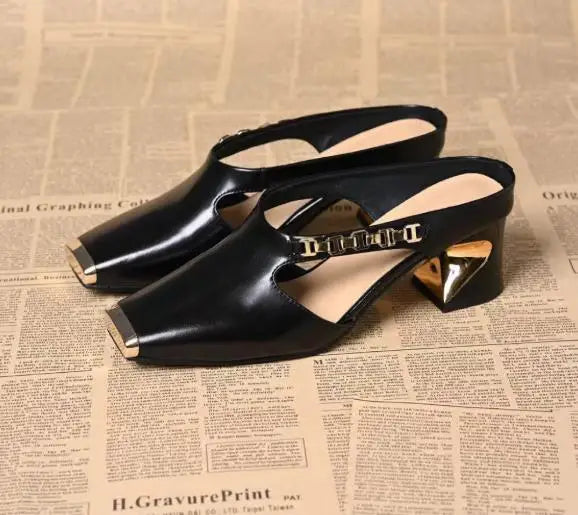 Low Shoes Hoof Heels Rome Synthetic PU Fabric Rubber Low Shoes PU Rubber Hoof Heels Fabric Rome
