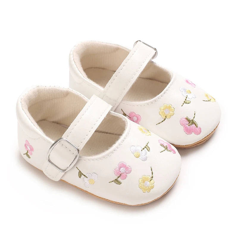 VALEN SINA 0-18 Months Newborn Girl White Baptism Shoes Bow Non-slip Rubber Soft-Sole Flat PU First Walker Mary Janes