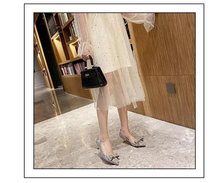 Women's Summer Footwear Stilito Rhinestone Shoes for Woman 2024 with Wedding Bride Genuine Mark Chic and Elegant A Comfortable E