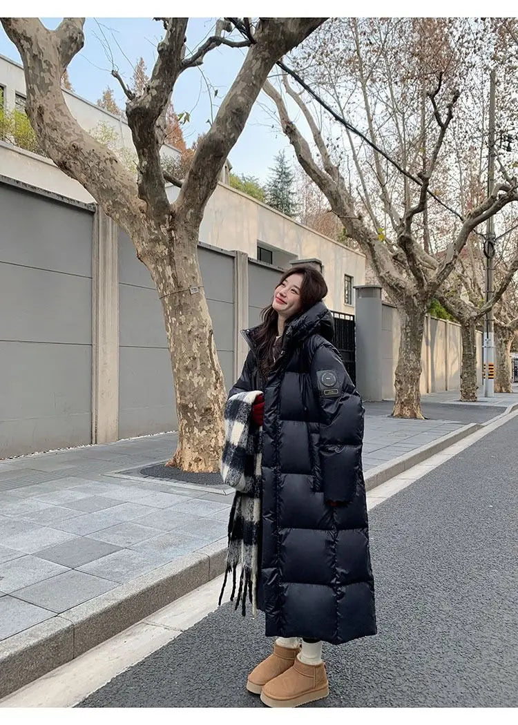 Winter Women Clothing Warm Long Parka Thick Over-the-knee Puffer Jacket Zipper Black Cotton-padded Coats Windproof Jackets New