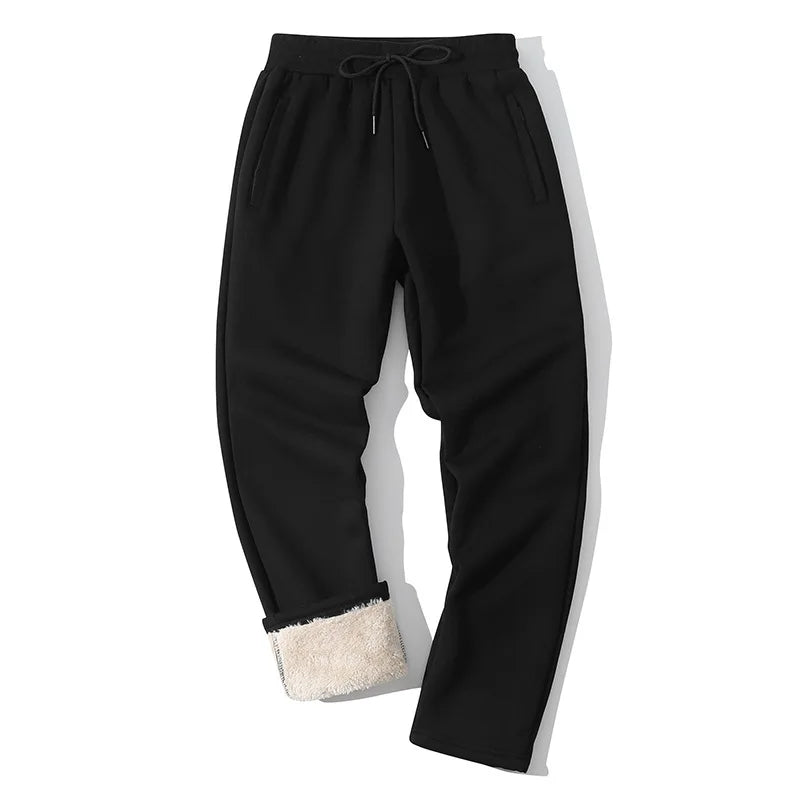 Winter Men's Fleece Joggers Elastic Waist Casual Wide Leg Sweatpants Thickened Thermal Sports Pants Hip hop Streetwear