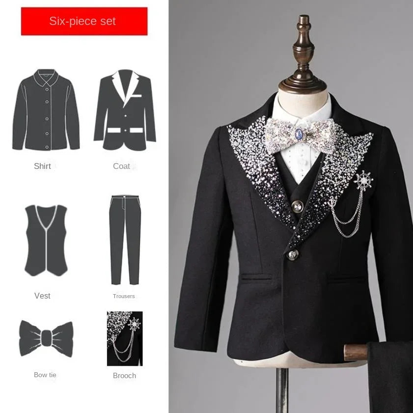 Children's Suit Set For Boys 2024 New Autumn And Winter High-End Fashion Show, Blazers For Boys Hosting Piano Performances A4236