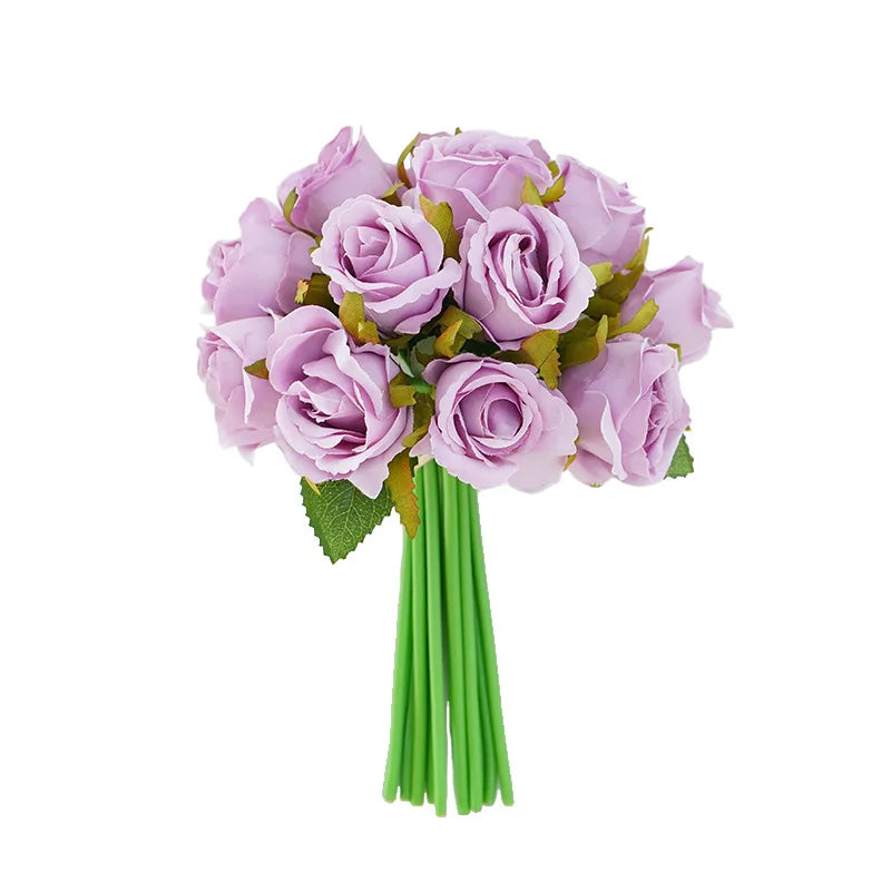 10 Inch Artificial Rose Bridal Bouquet Wedding Handheld Flowers Home Decor Floral Arrangement