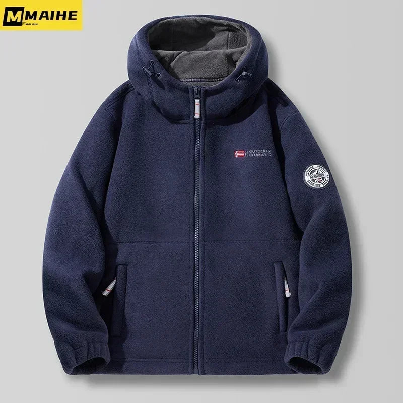 Men's Winter Jacket 2023 New Boxing mountain Fleece Hoodie Jackets Women's Fall Fashion Lamb Wool Long Sleeve Warm Coat For Men