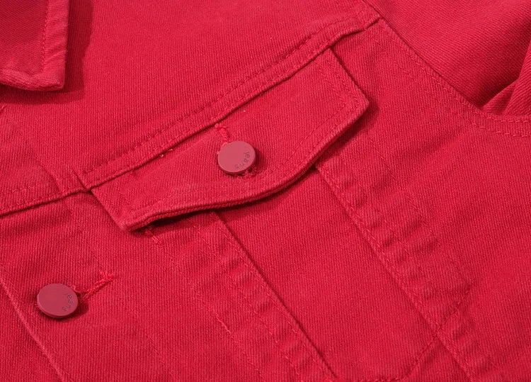 Men Pink Denim Jackets Outwear Slim Fit Denim Coats New Fashion Male Cotton Casual Jeans Jackets Streetwear Jean Coats Size 4XL