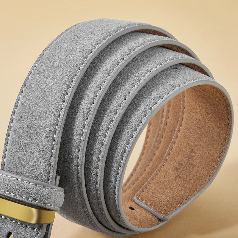 Fashion Suede Cowhide Women‘s Belts Genuine Leather 3.5cm Wide Belt Metal Buckle Women Belt Matched Dress Jeans Skinny Girdle