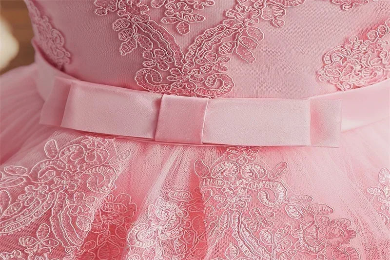 Baby Girls 1st Birthday Pink Princess Dress for Luxury Embroidery Costumes Kids Baptism Party Beading Clothes Toddler Dresses