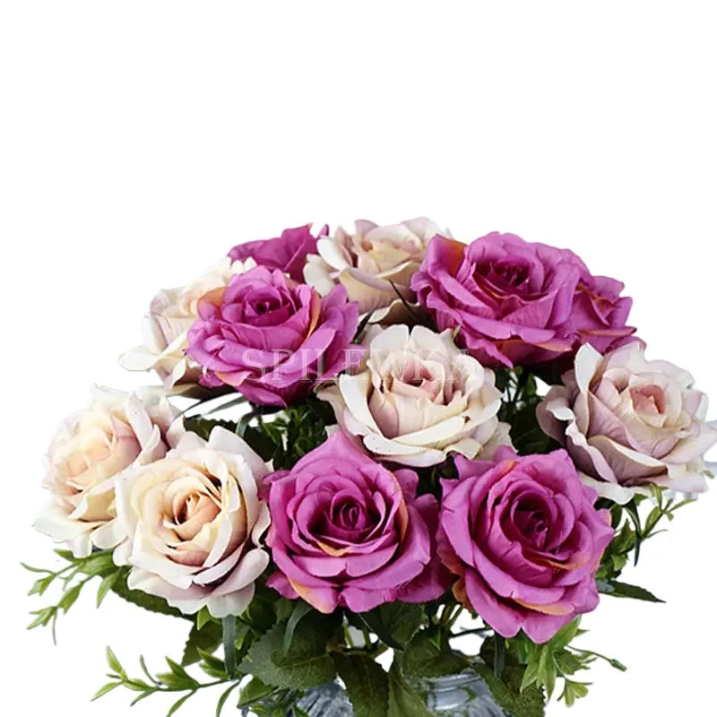 High-quality Silk Orange Rose Artificial Flowers for Wedding Decoration, Big and Realistic.