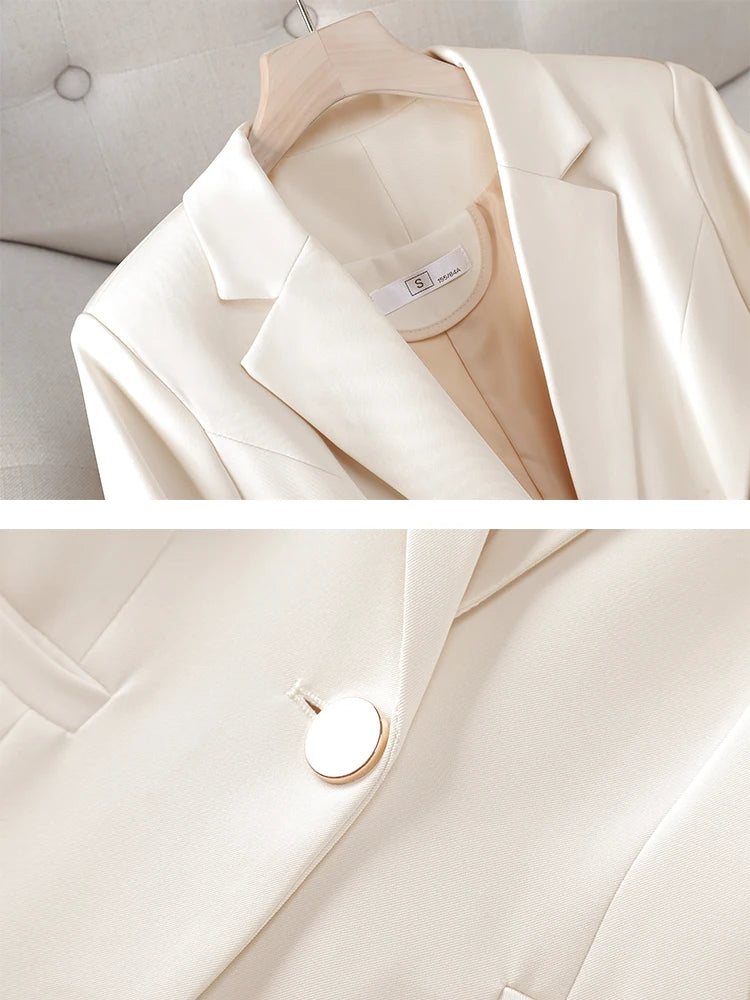 Office Ladies Blazer Women Jacket Apricot Green Black Long Sleeve Single Button Female Business Work Wear Slim Formal Coat