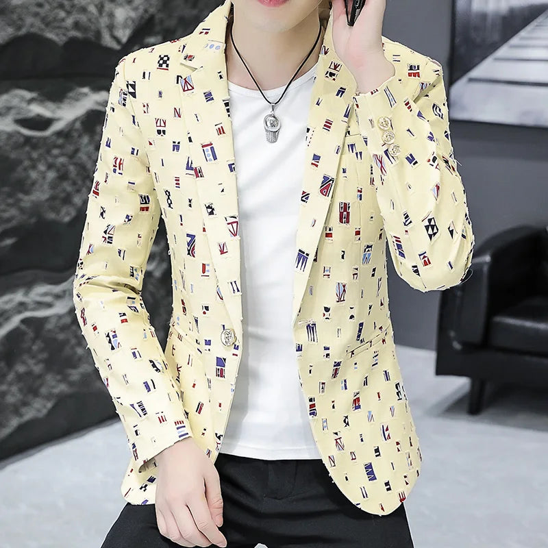 2024 Autumn Suit Men's Youth Slim Fashion Handsome Trend with Korean Version of A Small Suit Formal Single West Coat M-4XL