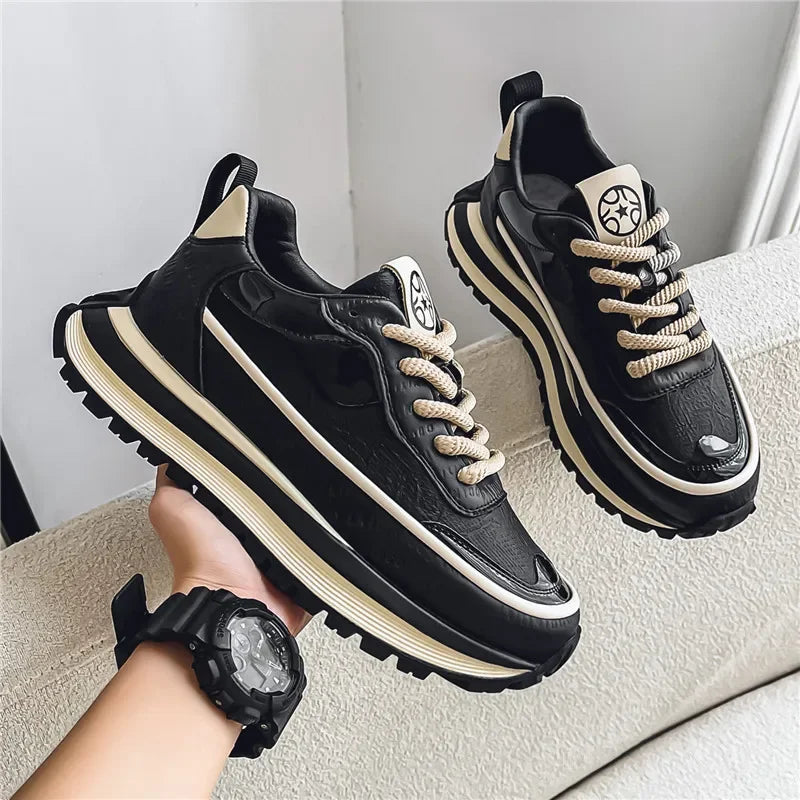 Casual Sneaker Loafers Men's Sneakers Male Sneakers Thick Bottom Shoes for Men Sports and Leisure Soft and Comfortable Non-Slip
