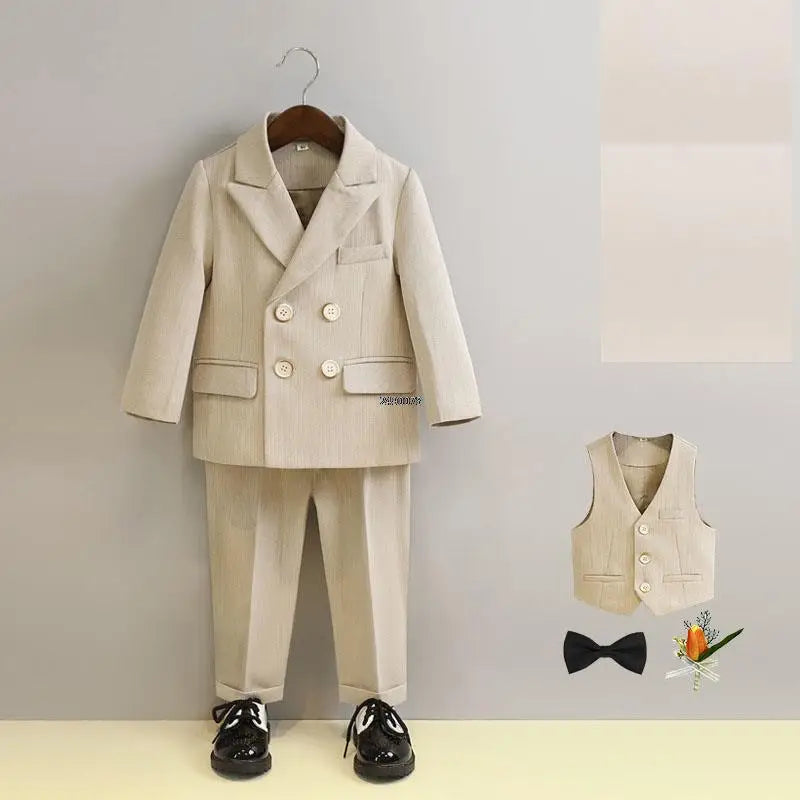 Flower Boys Photography Suit Baby Kids Formal Ceremony Costume Children Birthday Wedding Party Dress Performance Tuxedo Set