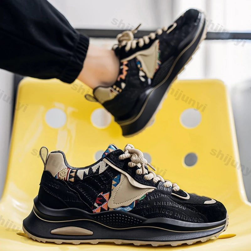 Men Sneakers 2025 Spring Autumn New Comfortable Outdoor Non Slip Running Shoes Trend Wear-resistant Vintage Lace Up Casual Shoes