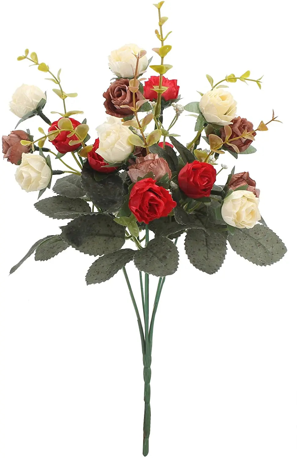 7 Branch 21 Heads Artificial Flowers Bouquet Mini Rose for Bridal Shower Wedding Floral Birthday Party Home Office Decoration