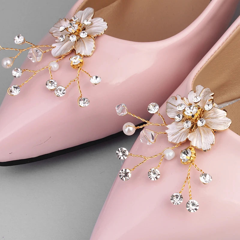 Newest Shinning Rhinestone Shoes Clip Metal Wedding Accessories Crystal Pearl Luxury Shoe Buckle Decorations Gift For Women