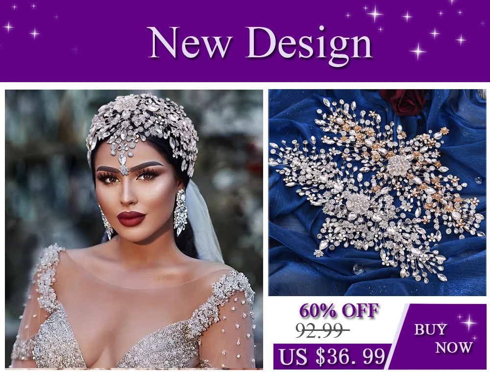 YouLaPan Shiny Crystal Bride Crown Silver Color Bridal Headband Wedding Hair Accessories Pageant Woman Party Headdresses HP372