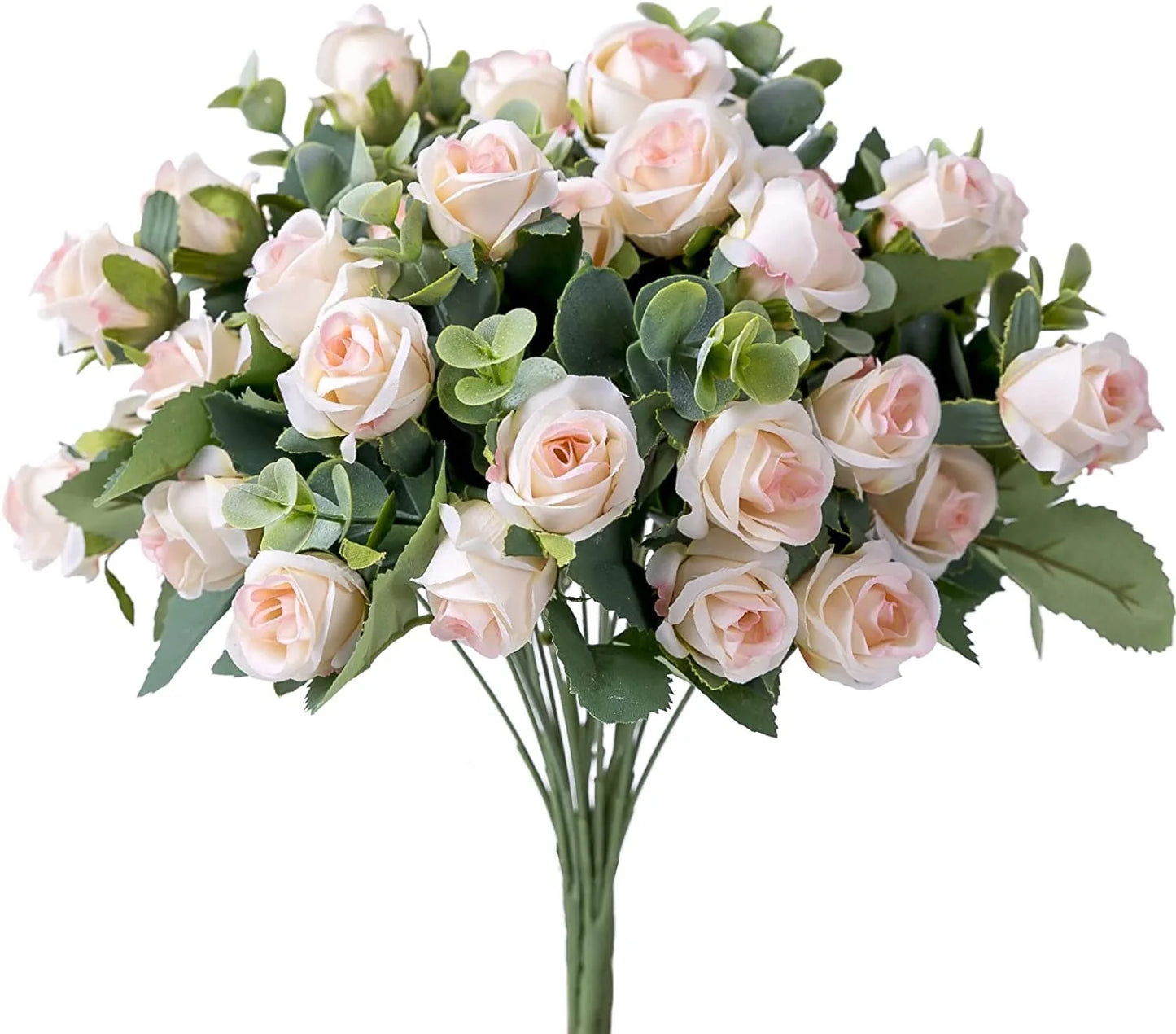 10 Heads Artificial Flower Silk Rose white Eucalyptus leaves Peony Bouquet Fake Flower for Wedding Table Party Vase Home Decor