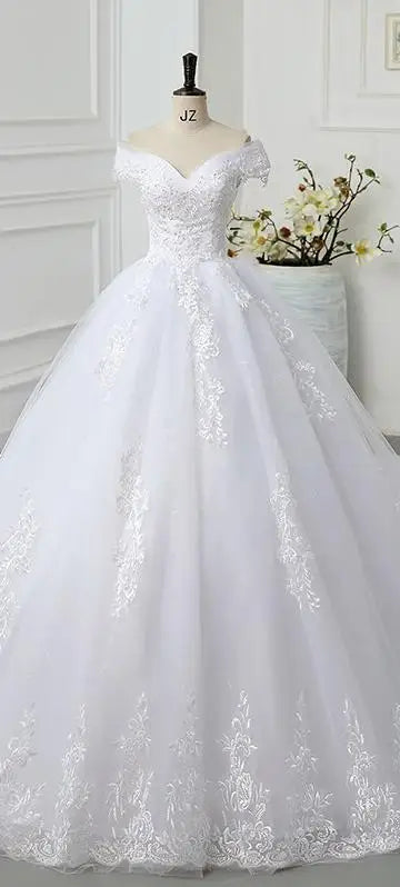 Royal Blue Off The Shoulder Lace Wedding Dress Appliques Beading Bride Dress Vintage Bridal Dresses Plus Size Customized