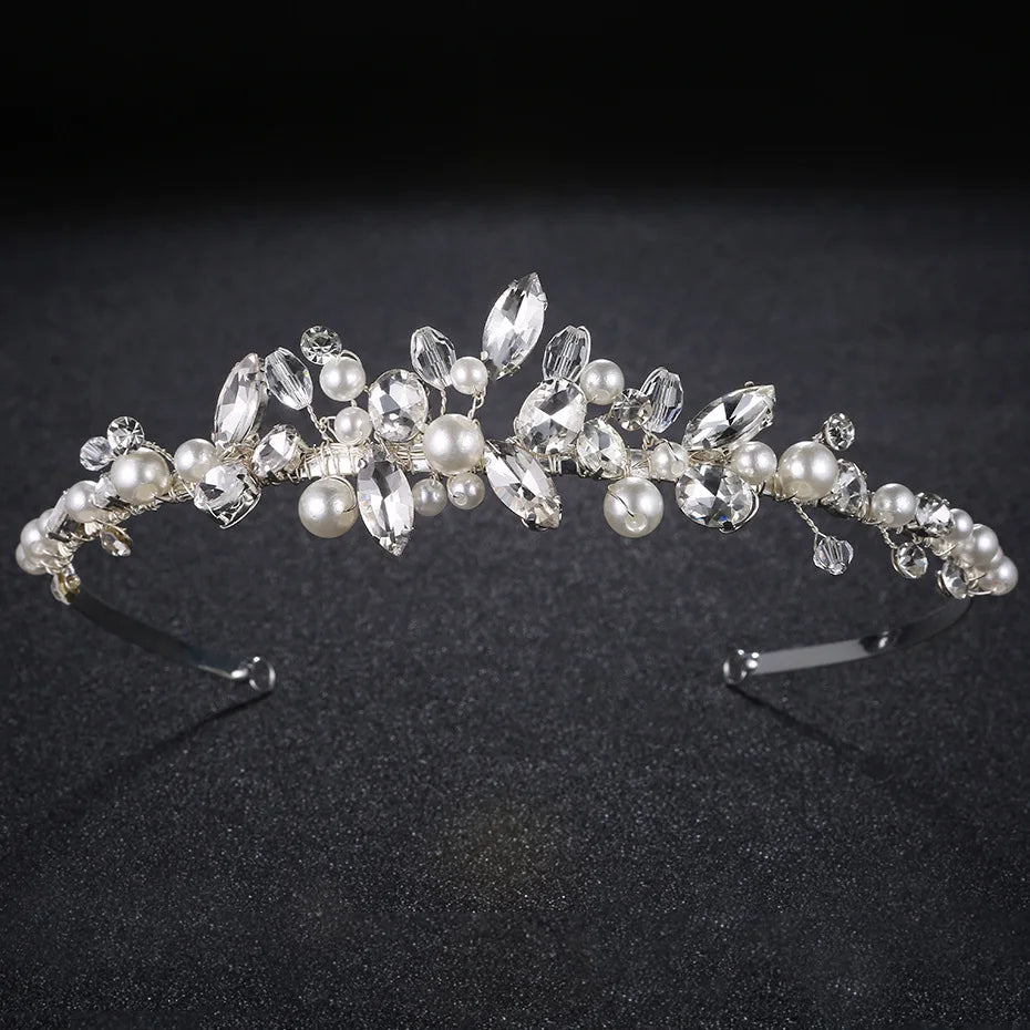 Bridal Wedding Headbands Full Pearl and Rhinestones Tiaras Hairbands For Women Bride Bridal Wedding Hair Accessories Jewelry