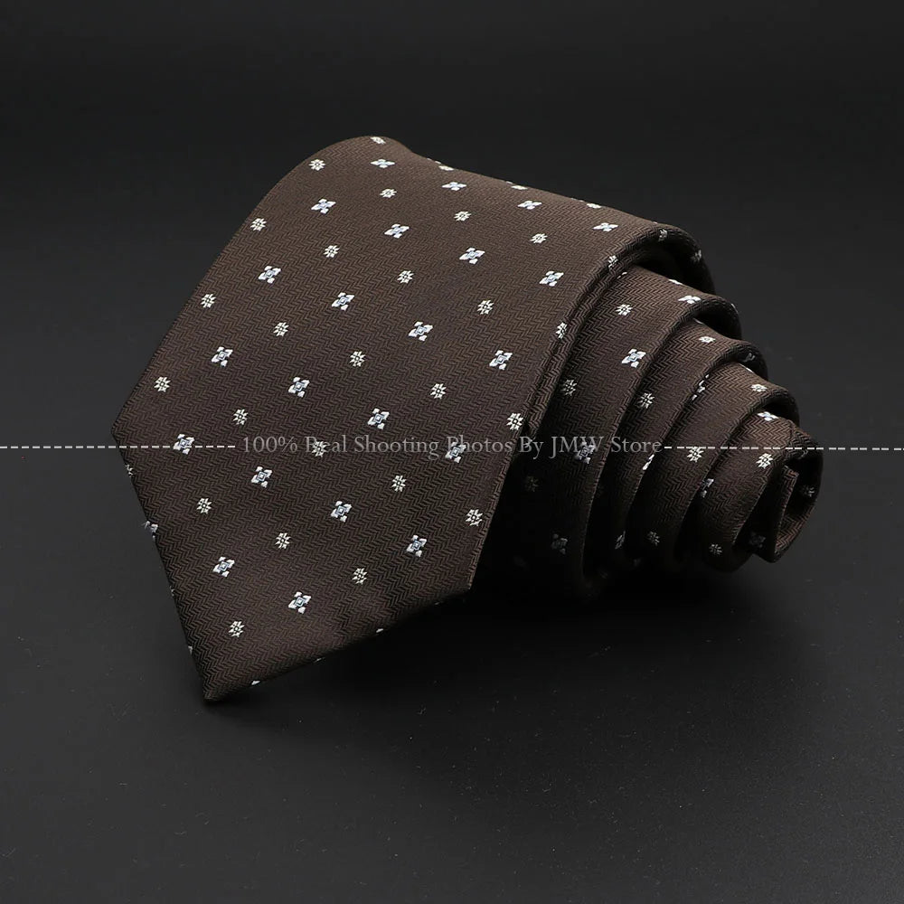 New Design Wedding Men Tie Brown Solid Striped Paisley Flower Neckties Men Business Dropshipping Groom Collar Accessories Gift