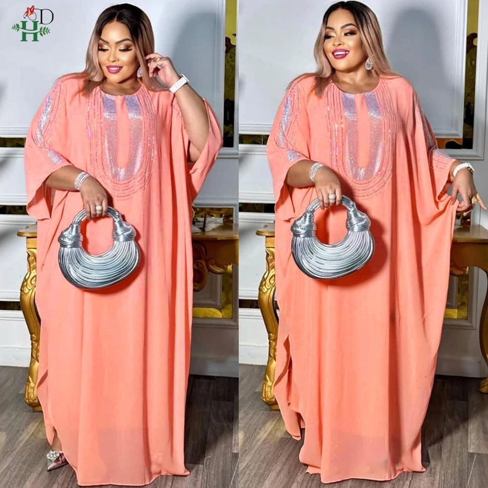 H&D 2025 African Dresses For Women Traditional Clothing Ankara Outfits Gown Abayas Robe Muslim Ramadan Kaftan Maxi Long Dress