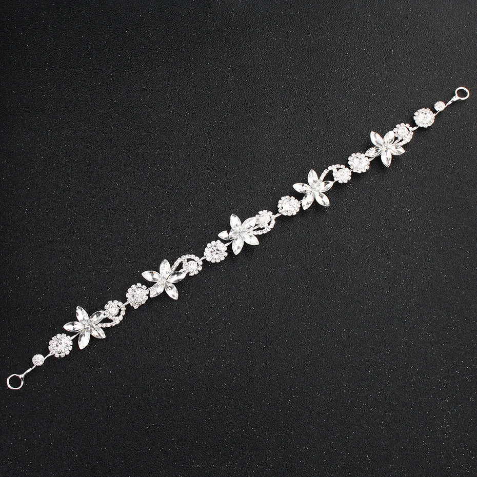 Bridal Wedding Hair Accessories Crystal Flower Pearl Headband for Women Hair Jewelry Party Bride Headpiece Bridesmaid Gift