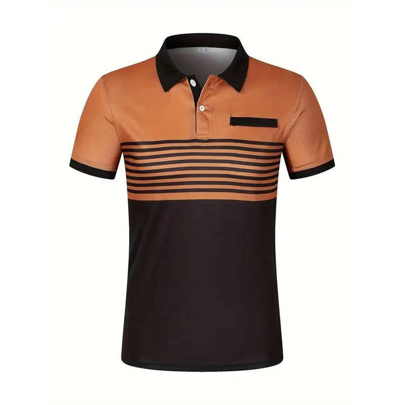 Summer Men's Short sleeved Polo Shirt Business Casual Collar T-shirt Plus Size Breathable Top European and American Plus size