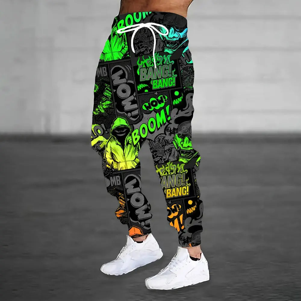 Winter New Thick Warm Pants 2026 New Fashion 3D Flame Print Sweatpants Men Large Size Loose Casual Pocket Drawstring Sweatpants