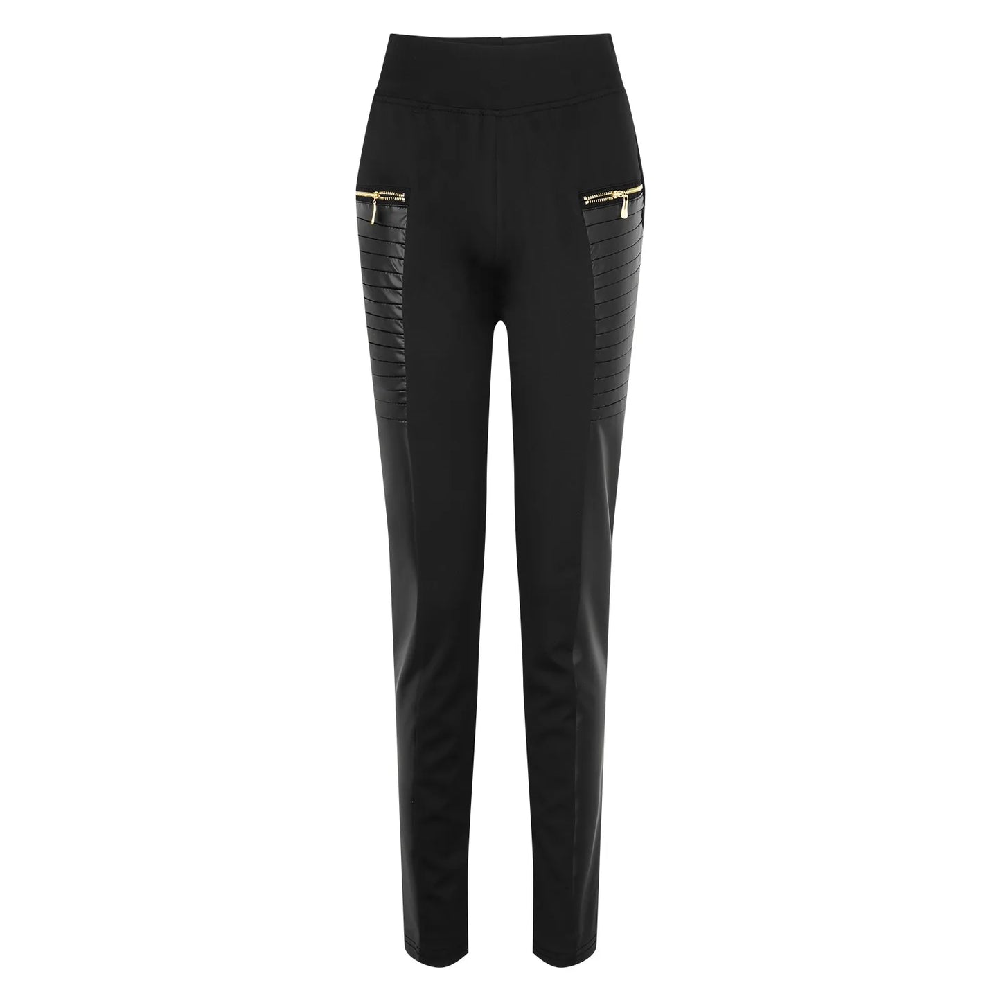 Sexy Fashion Women'S Faux Leather Pants Contrast Zipper Design High Waist Skinny Trousers High Waist Skinny Push Up Leggings