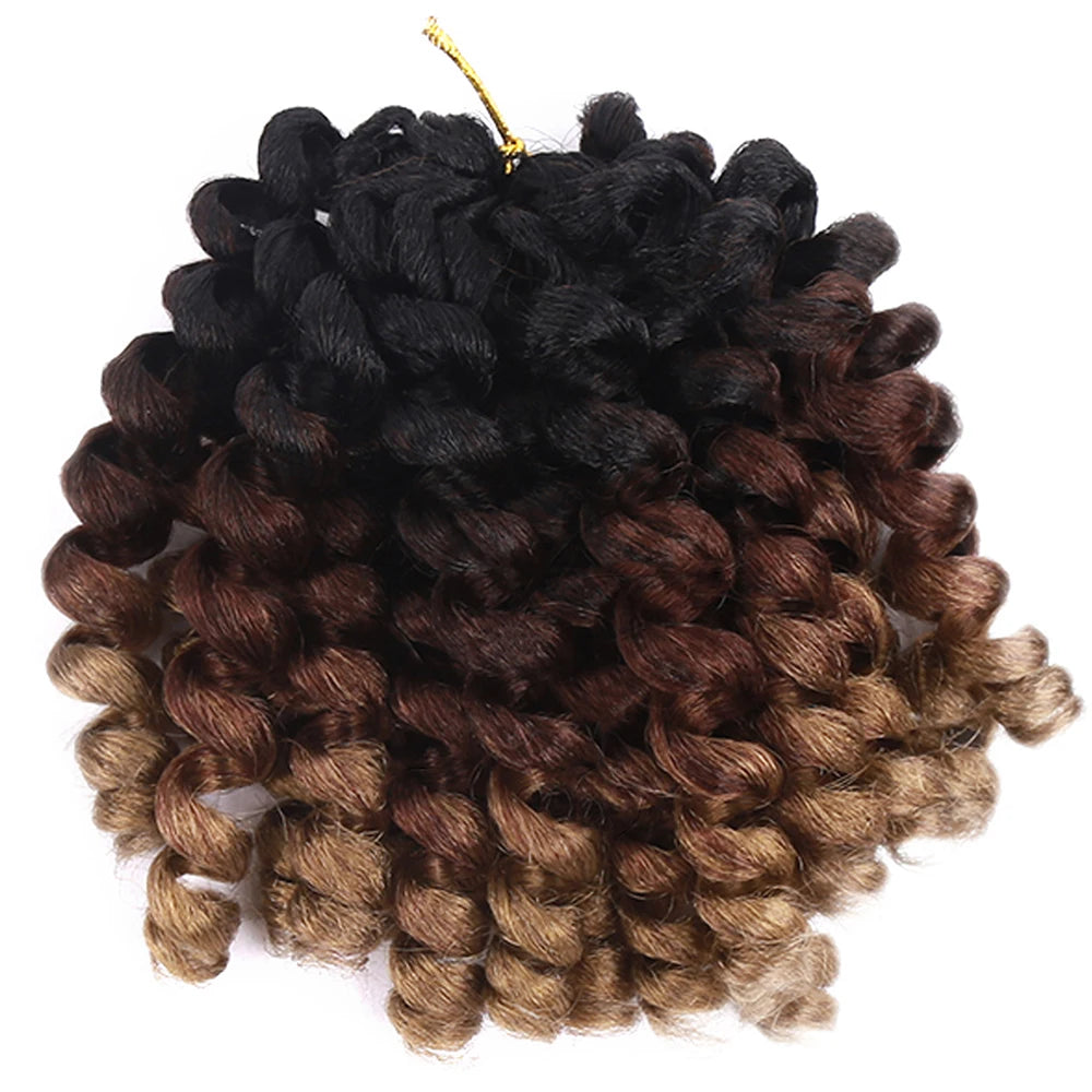 Synthetic Ombre Jumpy Wand Curl Crochet Braids Jamaican Bounce For Africa Braiding Hair Extensions Pre-Twisted For Black Women