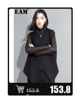 EAM High Waist Two Ways Wear Black Wide Leg Long Pants New Loose Fit Trousers Women Fashion Tide Autumn Spring 2025 1DF3635