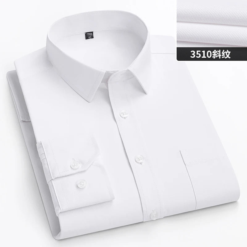 New Men's White Business Shirt Autumn Long Sleeve Leisure Plus Size Big 11XL 10XL 9XL Patchwork Black Yellow Social Dress Shirts