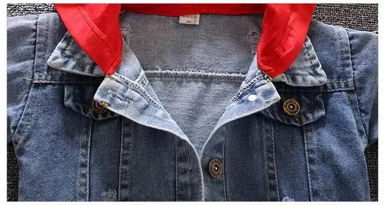 Spring Autumn Denim For Boys' Set New 2024 Korean Version Jacket Fashion Jeans Handsome Two-Piece Set