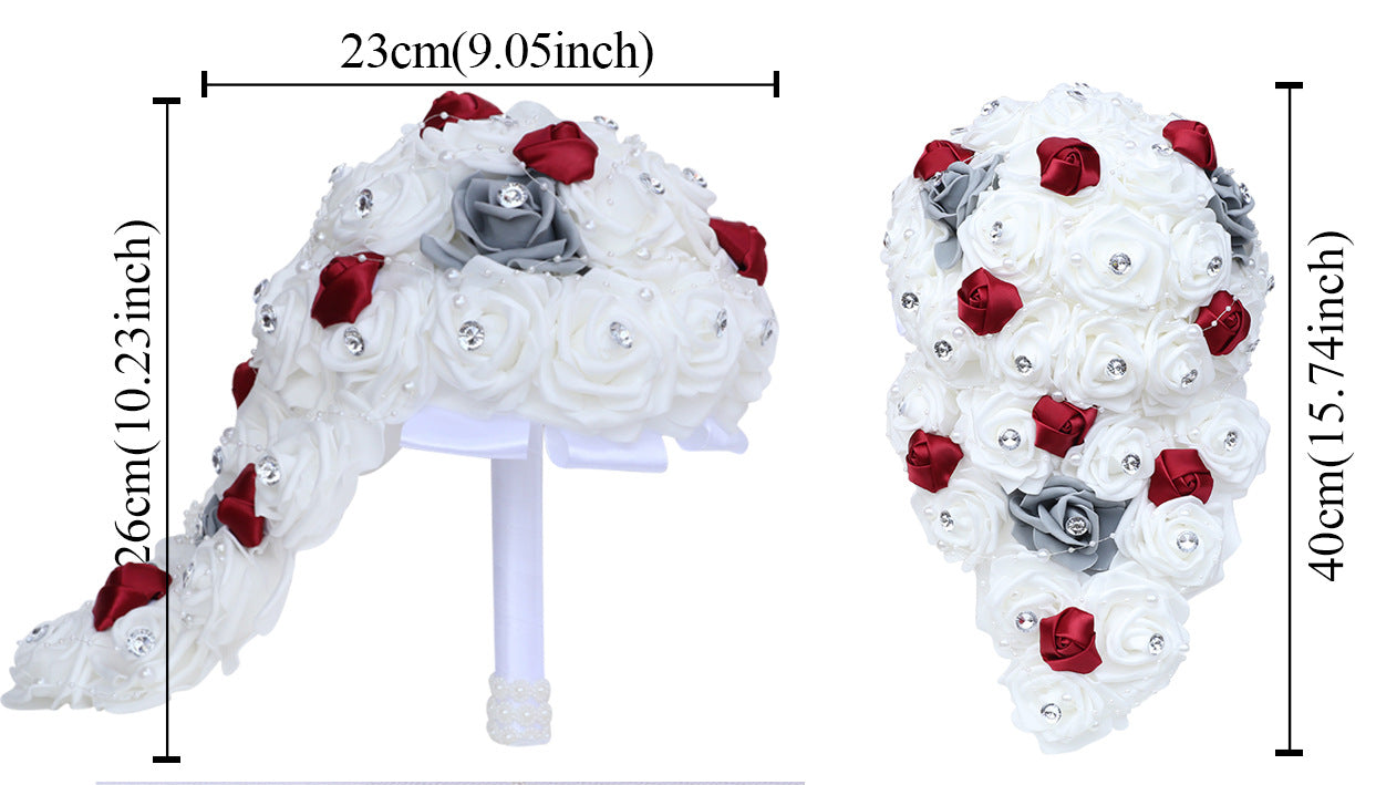 Waterfall New Wedding Bouquets for Bride and Bridesmaid Rose Rhinestones Hand Flower Party Wedding Decoration