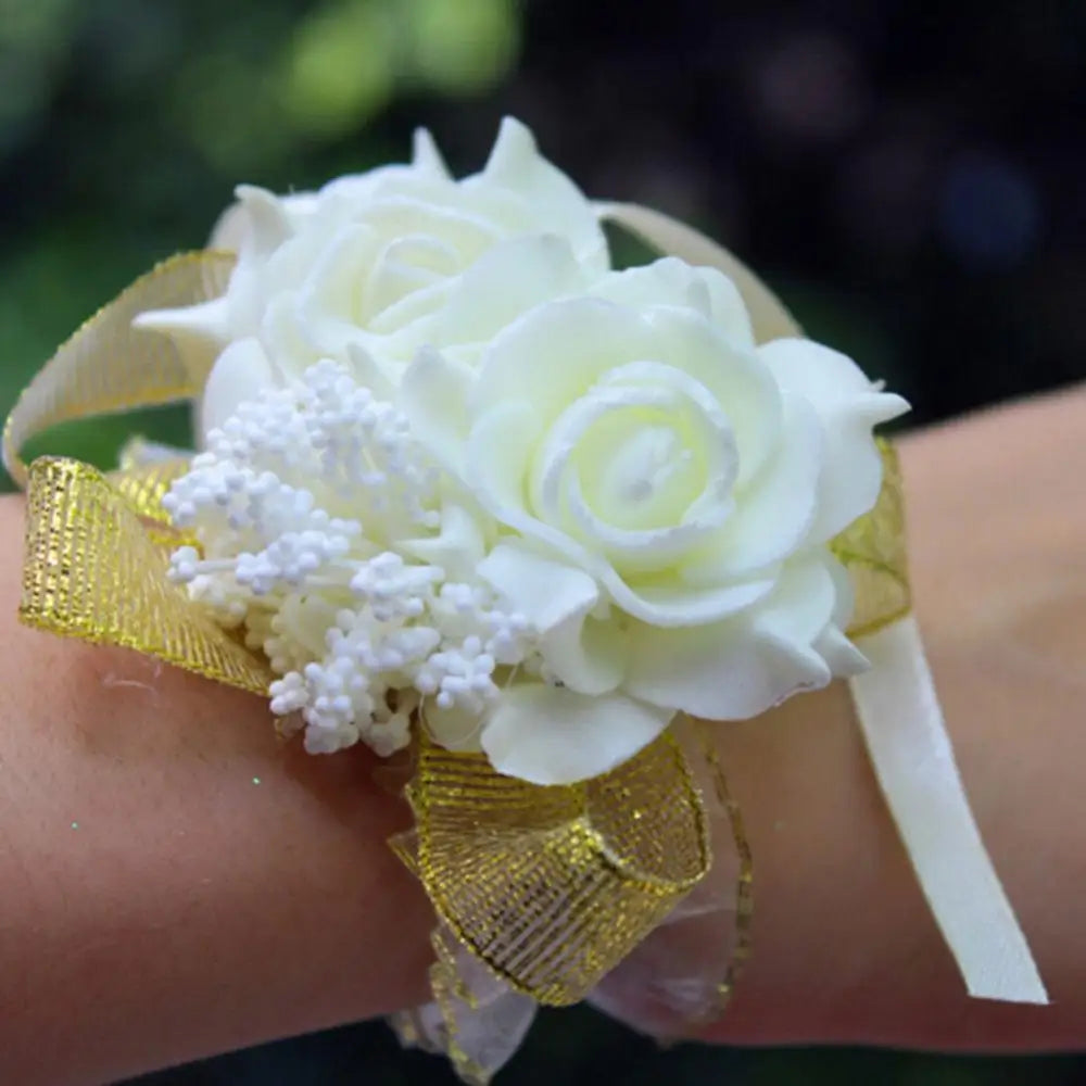 Rose Flowers Bridal Bridesmaid Wrist Corsage Wedding Party Ribbon Bracelet wedding decoration
