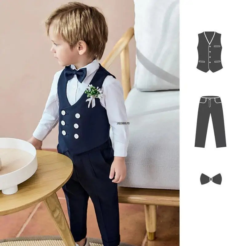 Newborn Baby Boys 1 Year Birthday Suit Kids Formal Photograph Suit Children Wedding Dress Child Performance Party Dance Costume