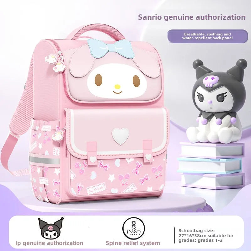 Cute Sanrio cartoon My Melody Kuromi Hello Kitty backpack Student large capacity spine protection and burden reduction backpack