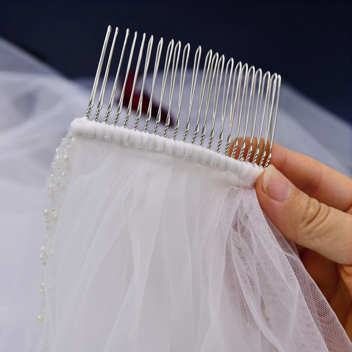 Luxury Cathedral Long Wedding Veil Crystal Organza Beaded Bridal Veil with Rhinestone Edge 1 Tier Soft Wedding Accessories G134