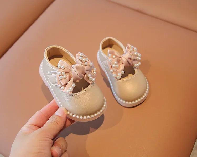 Baby Girls Big Bow Shoes Low Heel Flower Wedding Party Dress Shoes Princess Shoes For Kids Toddler