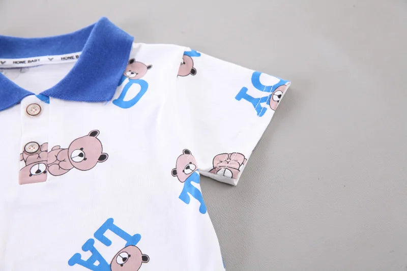 Baby Boys Clothes Sets Summer Kids Cotton Cartoon Bear T-shirt+Shorts Suit Toddler Outfit Boy Clothes Children Costume 1 -5Year