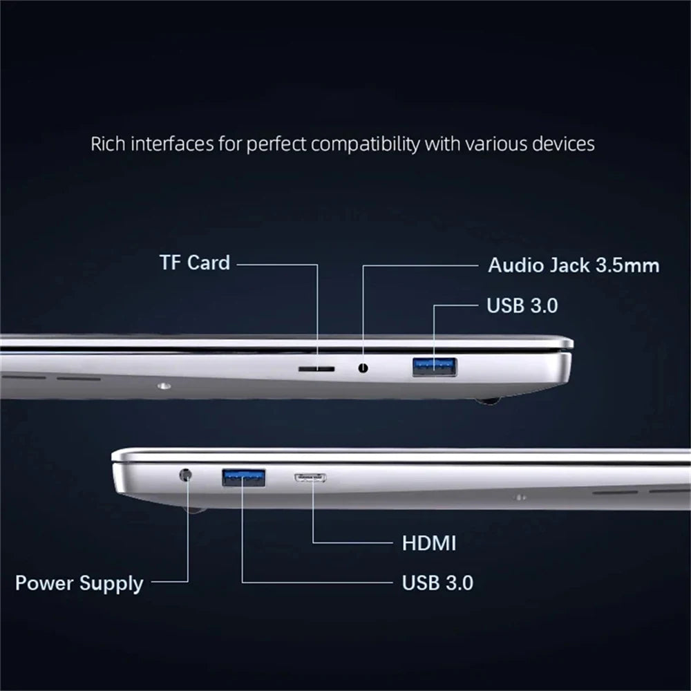 14.1 inch Laptop Computer Portable Windows 11 Pro Core i7-7500U Notebook 12GB RAM 1TB 2TB SSD Office Study Laptops
