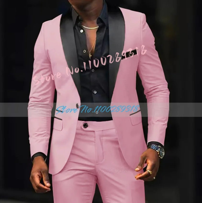 Men's Suit Jacket Autumn Slim Fit One Button Blazer Fashion New Formal England Male Dress Coat Trousers Pants 2 Pieces Set