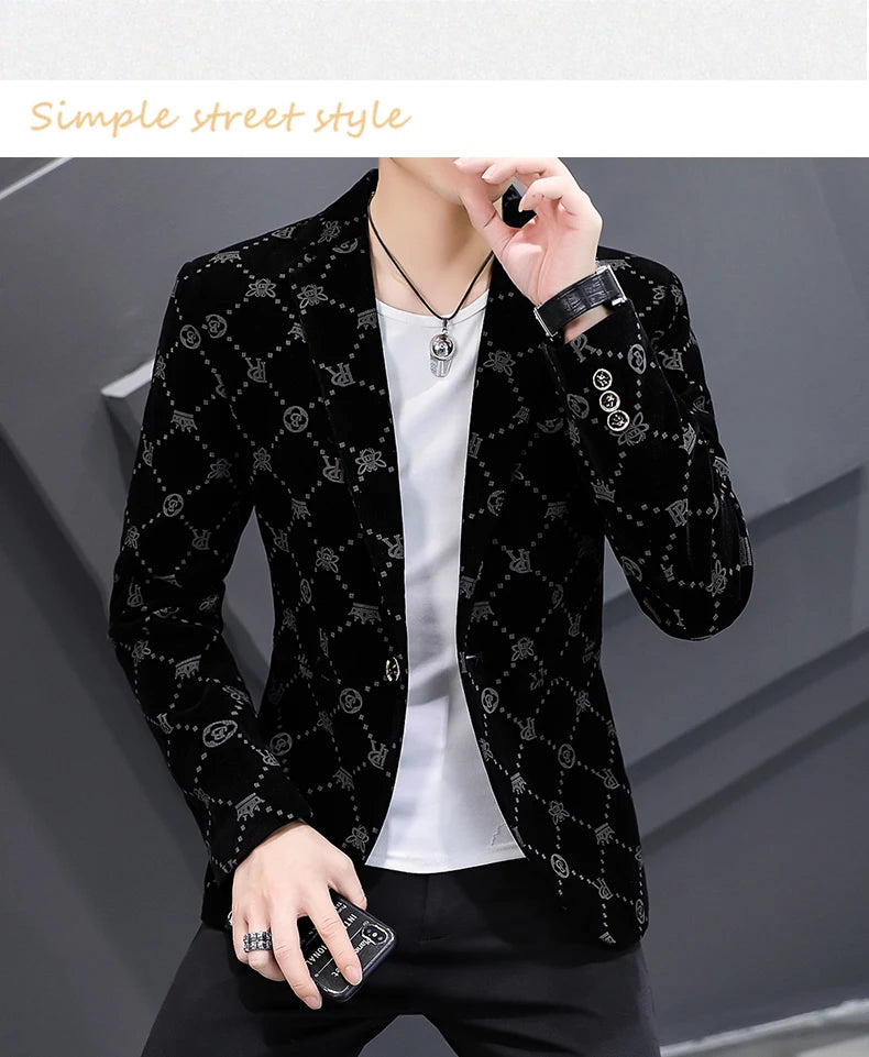 Fashion Handsome Slim Fit Corduroy Suit for Men High Quality Young Boutique Style Single Breasted West Coat M-5XL