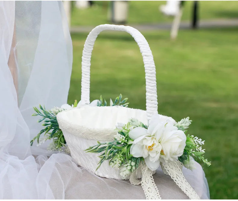 Wedding Decoration Bridesmaid Carrying Basket Wedding Flower Child Scattering Flower Basket Petal Blue Baby Shower Decorations