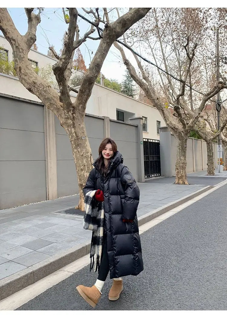 Winter Women Clothing Warm Long Parka Thick Over-the-knee Puffer Jacket Zipper Black Cotton-padded Coats Windproof Jackets New